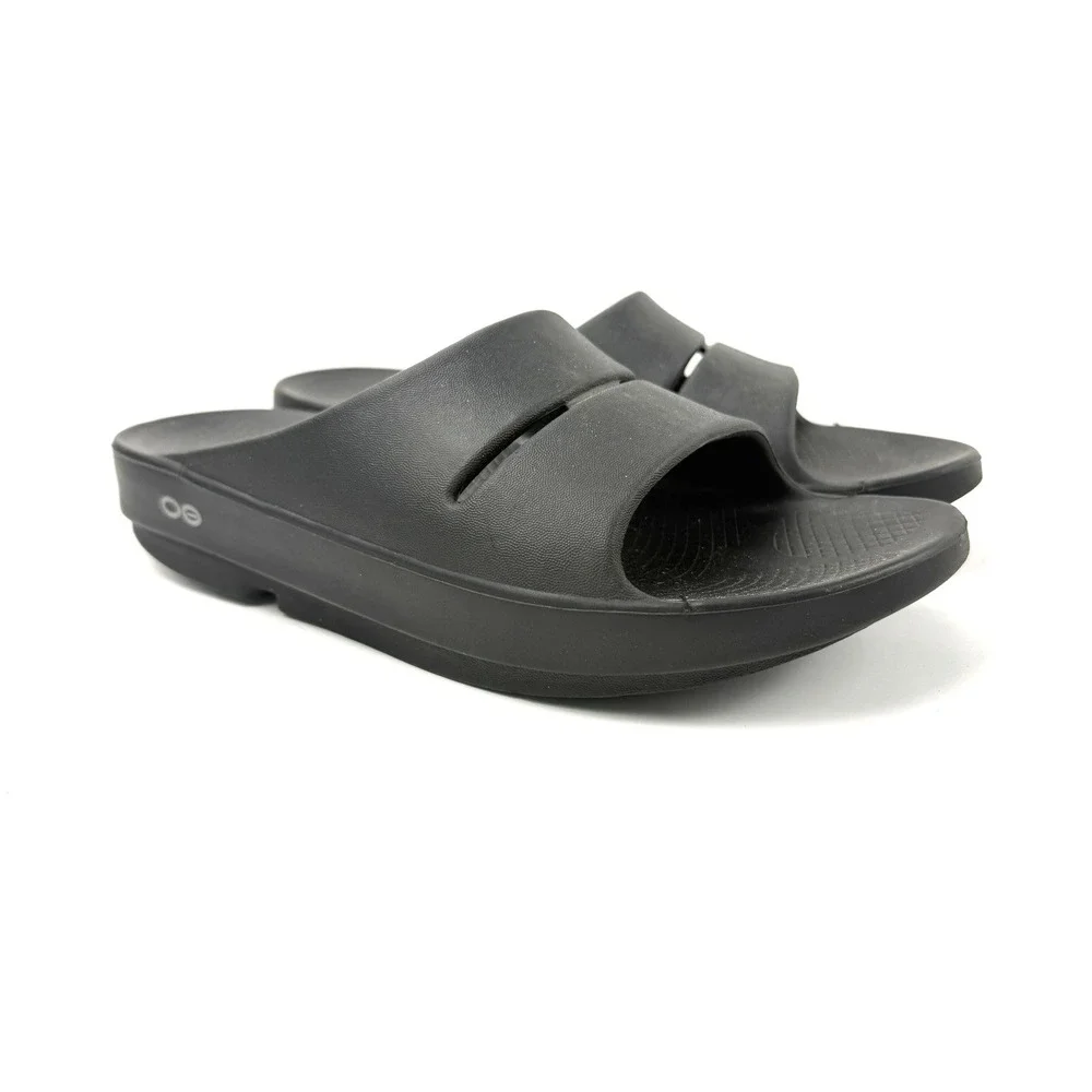 OOFOS OOahh Recovery Slide Sandal Women's Size 8 Black Comfort Sandals